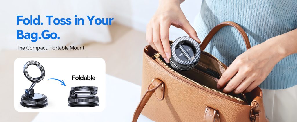 coolpow foldable magnetic mount real car setup
