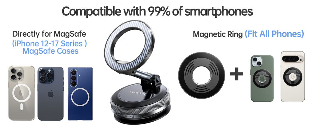 magnetic phone holder for car smooth surface compatible with 99% smartphones