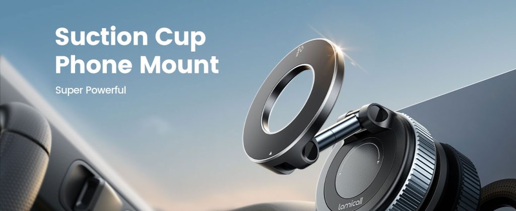 Lamicall Car Phone Holder, Adjustable, Strong Suction & 360° Rotation.