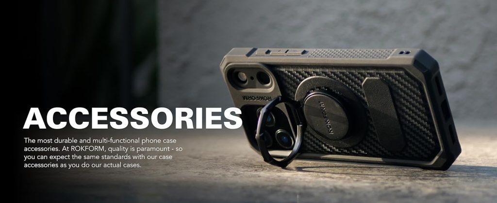 Rokform rugged case showing magnetic back and reinforced corners