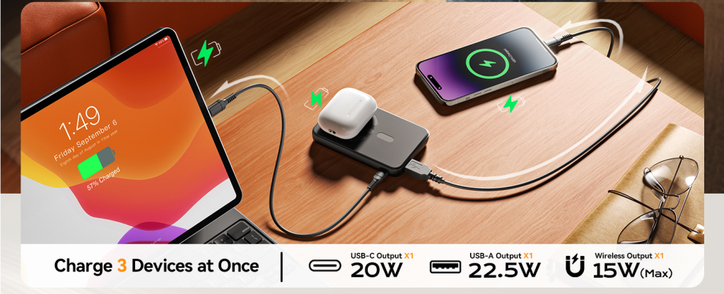 CHUSII MagSafe portable charger 12000mAh wireless power bank